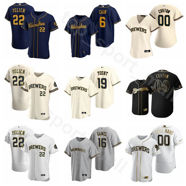 

2020 baseball 19 robin yount jersey 4 paul molitor 34 rollie fingers 44 hank aaron 15 cecil cooper beige white cooperstown men kids, Blue;black