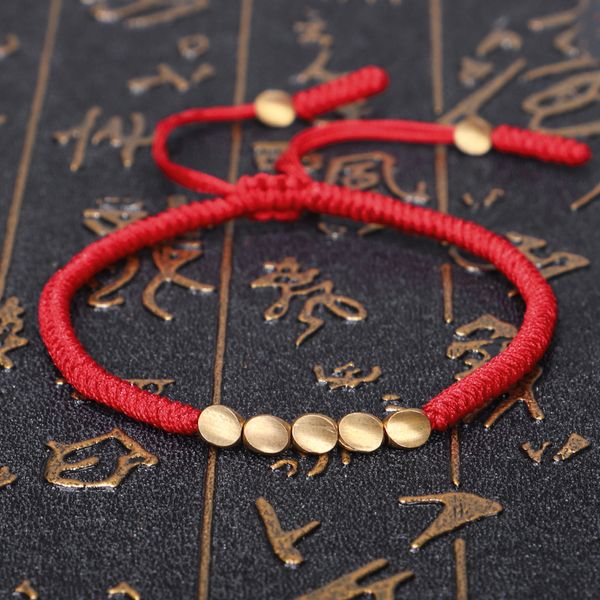 

original handmade bracelet copper tibetan bracelet bead lucky rope bangles for women men thread bracelets, Golden;silver