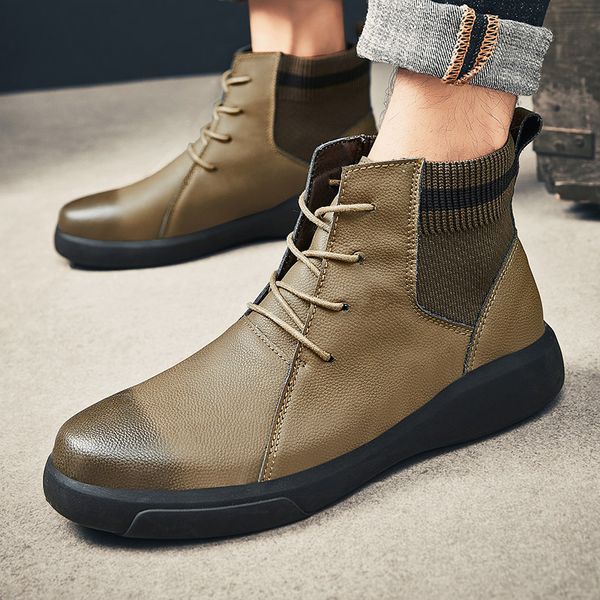 

открытый мужчины boots зима плюшевого теплые люди рабочая обувь мужчина snow boots мужская голеностопная водонепроницаемый lace-up покрытие, Black