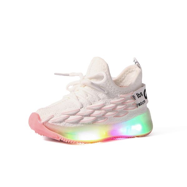 

детская светодиодные чистая обувь весна новых мальчики светящаяся обувь диких девочки трикотажной конфеты тапок baby fashion спорт, Black