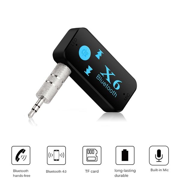 

cgjxsx6 bluetooth 4 .1 wireless usb receiver bluetooth 3 .5mm audio adapter car auto jack aux tf card reader microphone hands calli