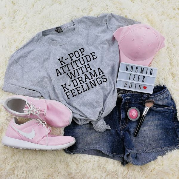 

k pop attitde mit k drama gefhle shirt kpop tshirt k pop shirt koreanische fingerherz fingerherz kpop fingerherz kdrama shirt(1