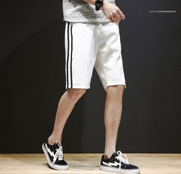 

casual male apparel knee length mid waist mens shorts mens shorts fashion summer pants loose striped, White;black