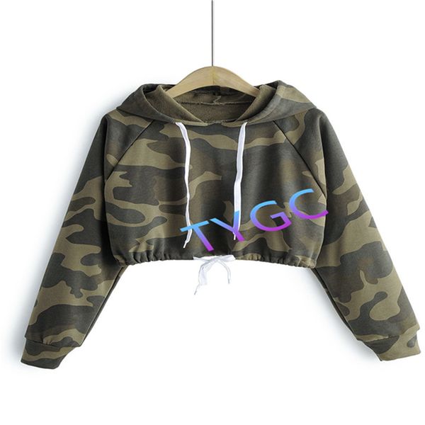 

wei clothing hoodies fleece camouflage hoody women's hooded loose long sleeve hoodies drawstring short new blouse, Black