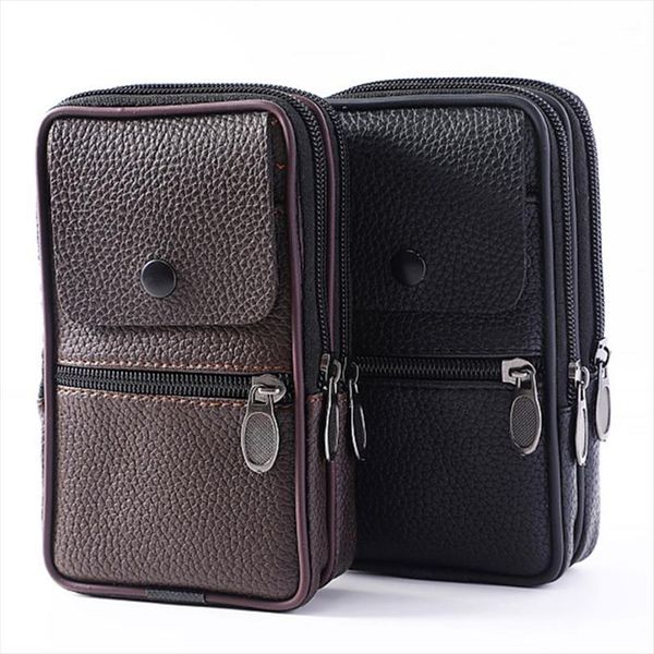 

outdoor fashion vertical pu leather men waist pack portable zip coin purse phone bag fanny pack pocket mini belt waist bags