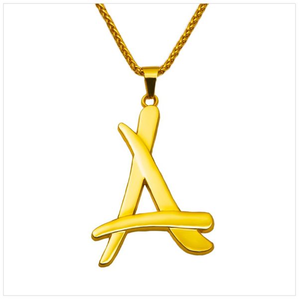 

Hot Star Same Style A Letter Necklace Pendant Cool Hiphop Rap Men Jewelry Gold Necklace Christmas Gift