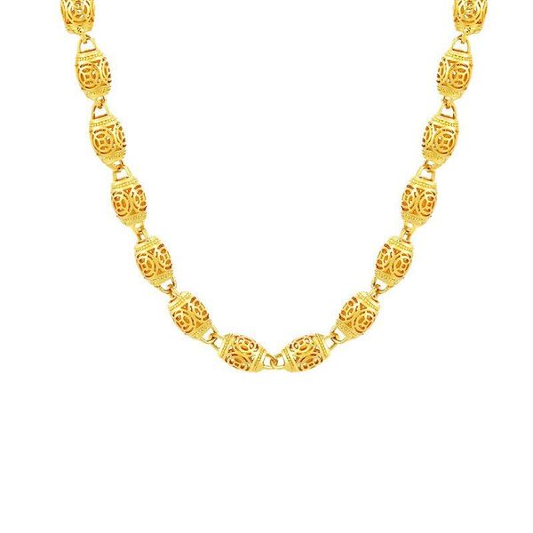 

mxgxfam ( 60 cm x 7.5 mm ) 24 k pure gold color dragon lock hollow beads necklaces for men domineering fashion jewelry, Silver