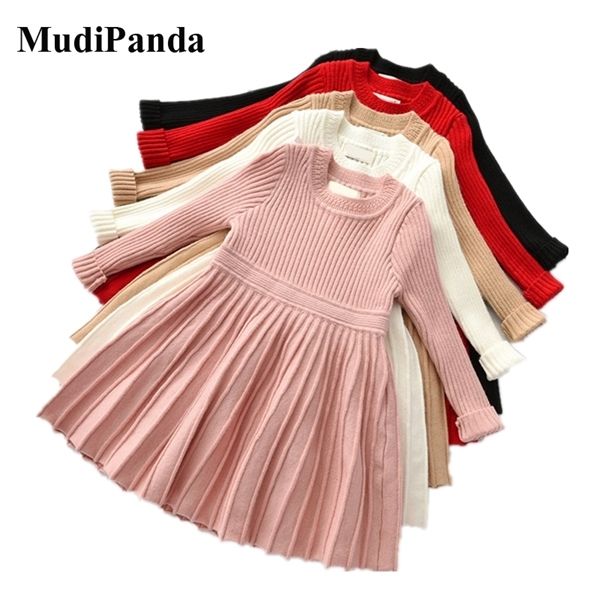 

mudipanda long sleeve sweater dress girls princess baby girl clothes sweet tutu party dresses christmas little girl clothes 0924, Red;yellow