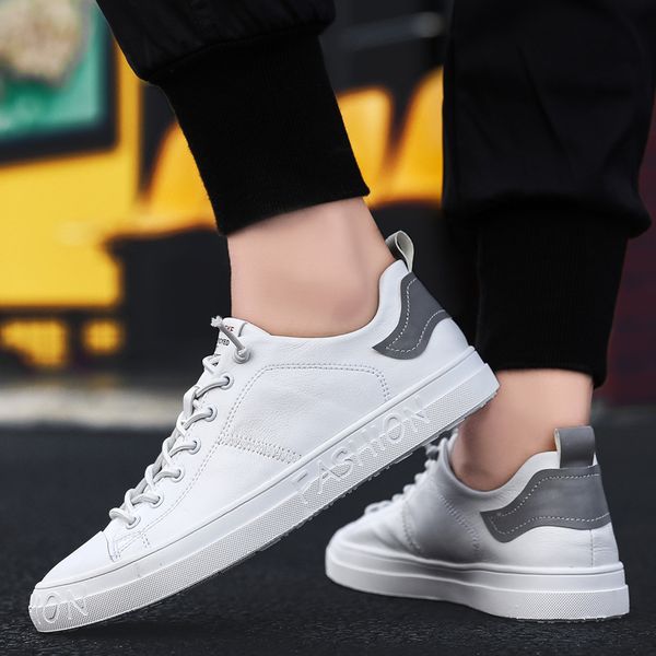 

men leather shoes classic lace up flats black white men krasovki outdoor fashion breathable casual sneakers zapatos de mujer