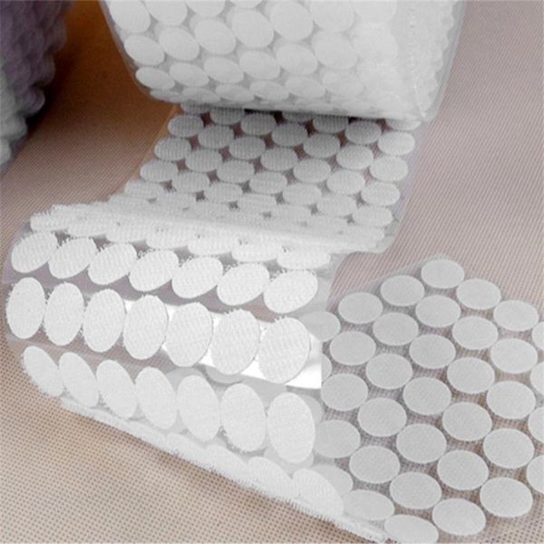 

350 pcs magic nylon coin sticker double sided adhesive hooks loops disks white round pads dot fastener tape sewing, Silver