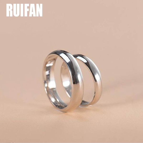 

ruifan real 925 sterling silver rings for women men simple ring smooth high polishing wedding band ring for lovers couple yri072, Golden;silver