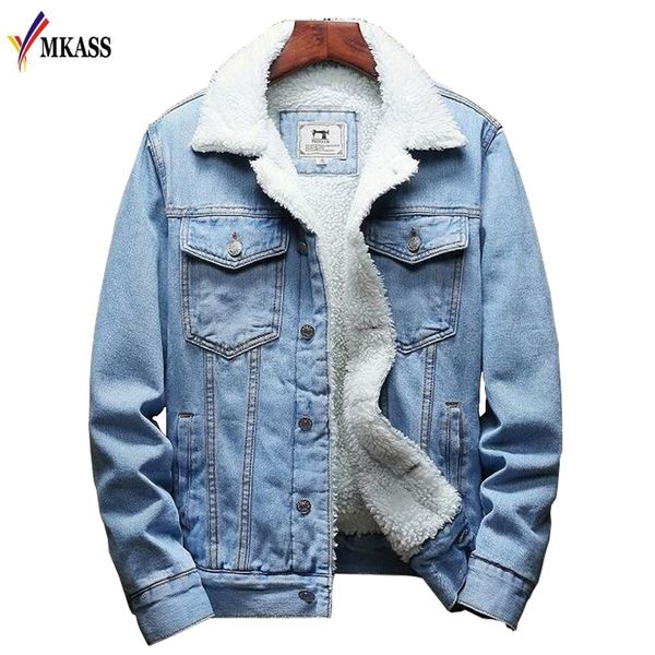 

mkass men jacket and coat trendy warm fleece denim jacket 2020 winter fashion mens jean jacket outwear male cowboy plus size 6xl, Black;brown
