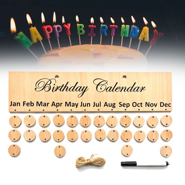 

birthday calendar home wall plaque cafe sign hanging decor gift wood board date