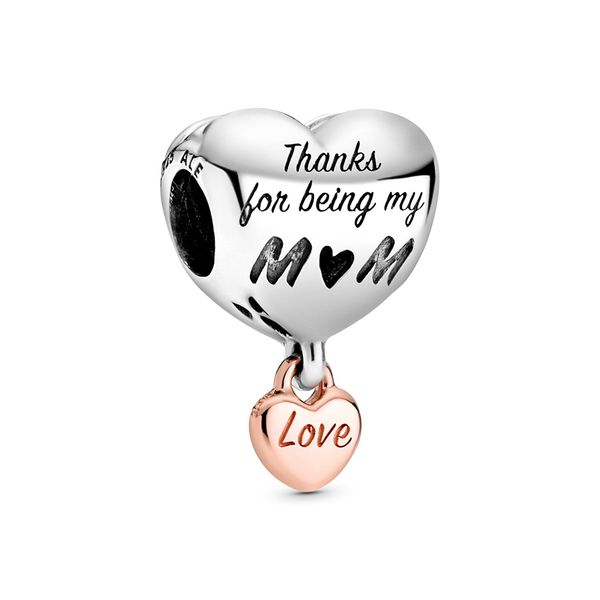 

аутентичные ale 925 стерлингового серебра любовь вы мама сердце шарм fit pandora браслеты горячие продажа мамины шарики шармов день для diy, Black