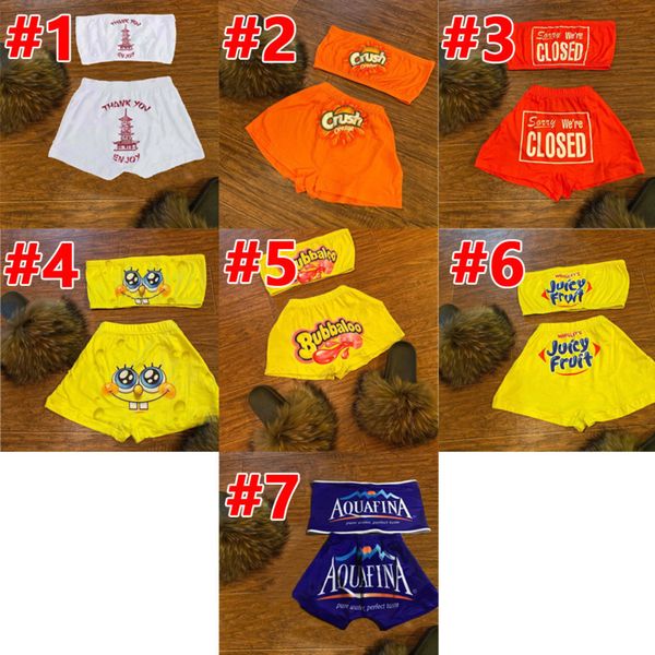 

women yoga pants tracksuit designer pattern letters printed chest-wrapped ladies summer shorts 2 piece set pants 7 colours s-xxl, Gray