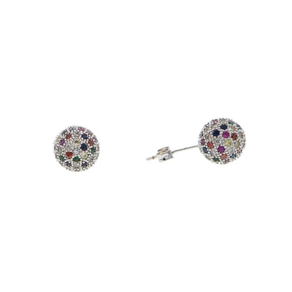 

2019 new silver color minimal ball stud earrings for woman pave rainbow cz fashion jewelry daily accessories on sale