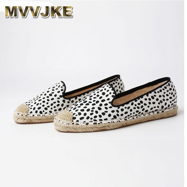 

mvvjke fashion ethnic casual espadrilles flat women spring printed brown white leopard slip on fishermen rope shoes 35-43, Black
