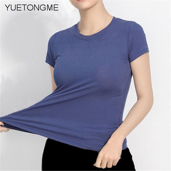 

2020 summer t shirt women striped short sleeves tee shirt high elasticity breathable o neck female tshirt bt061a, White