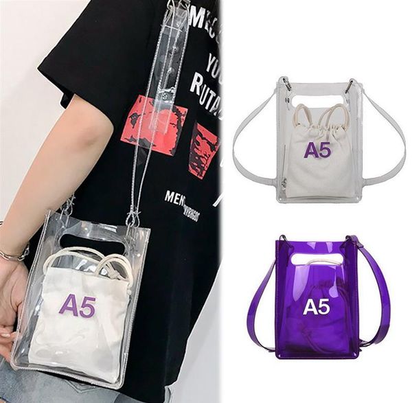 

creative transparent jelly bags women's messenger bag fashion crossbody shoulder bag with inner drawstring purse#30