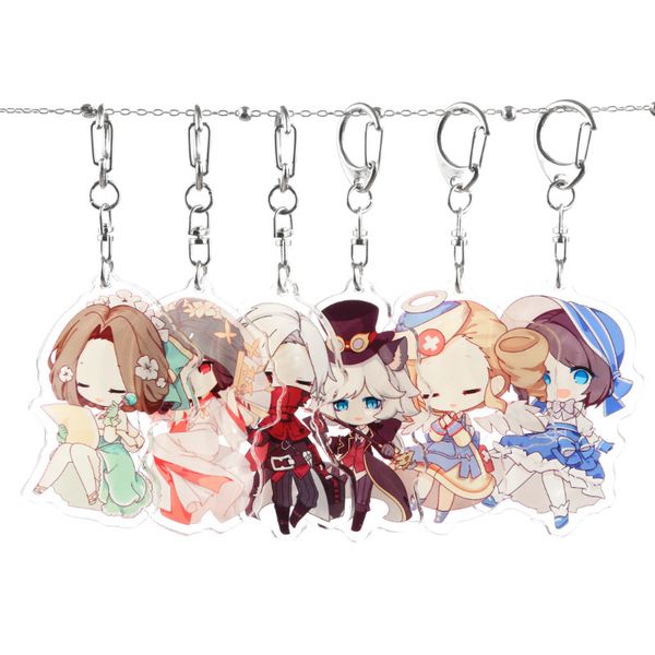 

game keychain acrylic man key chain identity v women key holder couples keyring cartoon ring pendant zinc alloy porte clef, Silver