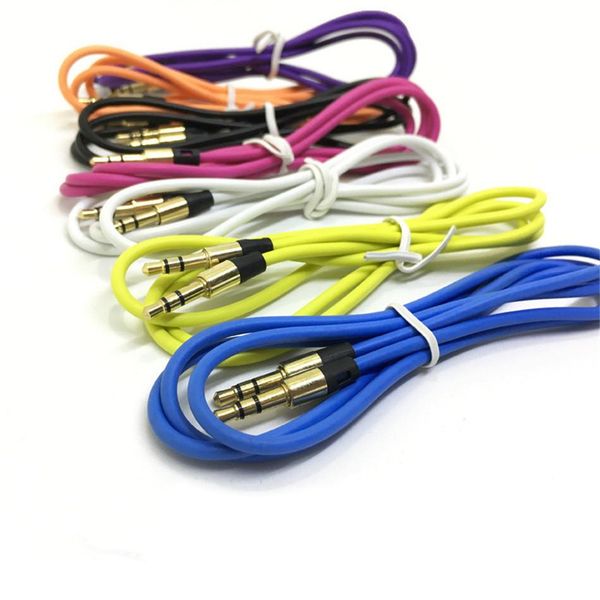 

cgjxsqichen auxiliary cable 1m colorful soft round audio cable 3 .5 mm male to male plug stereo cord for iphone for android phone