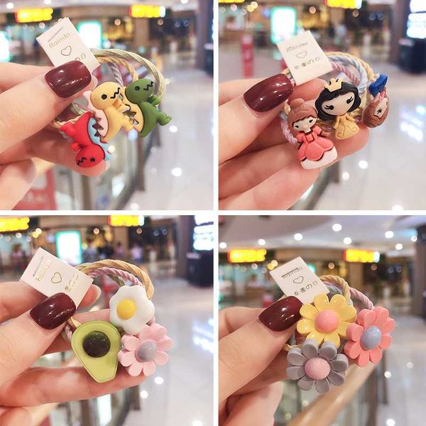 

3 pcs/set cute princess flower scrunchie girls children elastic hair rubber band accessories tie hair ring rope holder headdress, Slivery;white