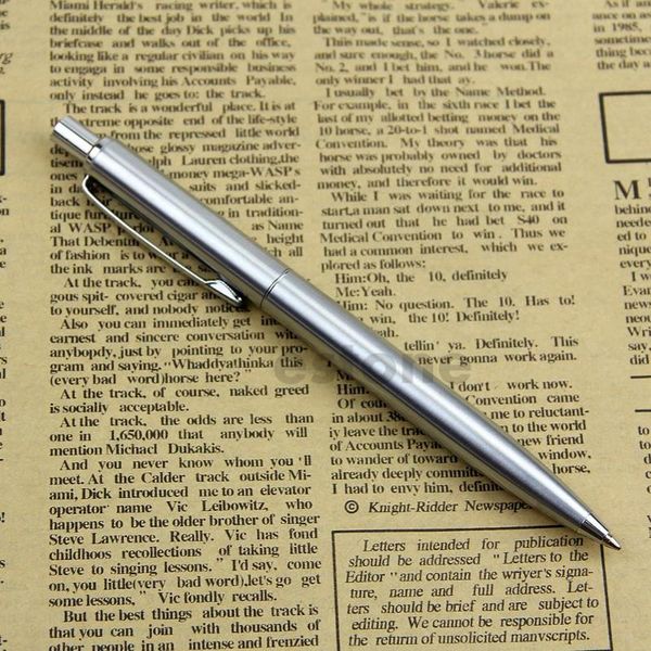 

stainless steel metal push ballpoint pen baoer 37 ball point pen gift stationary, Blue;orange