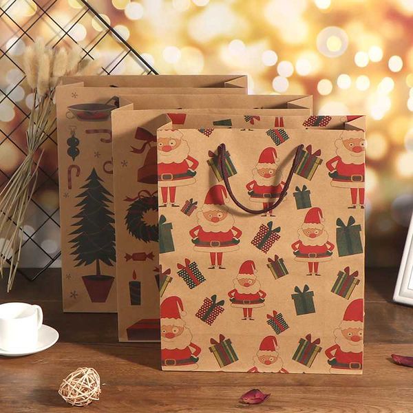 

christmas gift bags xmas packing bag candy box paper handbag with handle kraft