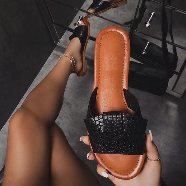 

summer women shoes flat slippers open toe beach sandals casual outdoor ladies slides roman flip flops sandalias mujer, Black