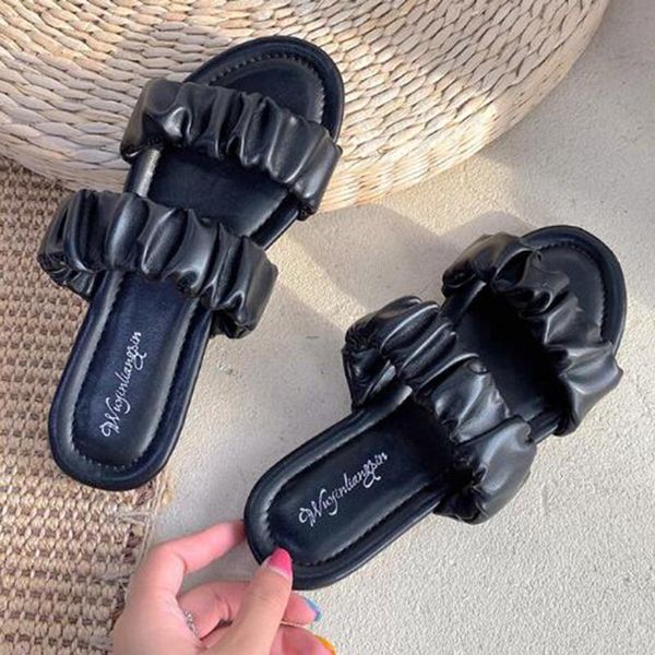 

fashion summer women slippers female slides women flat non-slip shoes simple ladies casual beach flip flops sandals ll442, Black