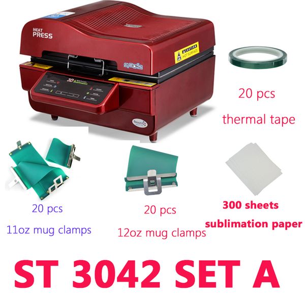 

set a st-3042 3d vacuum heat press machine 3d sublimation printer for phone cases/ mugs /plates/ glasses/rock