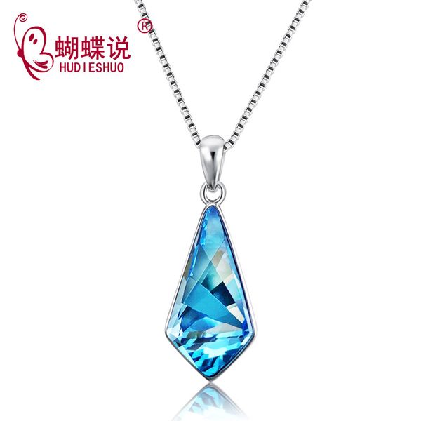 

european and american fashion s925 sterling silver austrian crystal sterling silver necklace, Golden