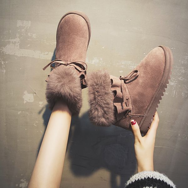 

warm winter boots women snow boots winter shoes ankle for women female shoes fur botas mujer invierno, Black