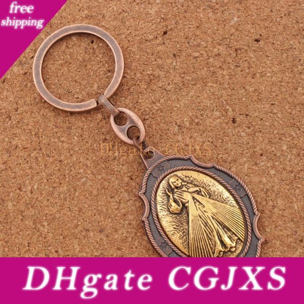 

12pcs /lot catholic clergy gift church chapel jesus christ divine mercy hanging holy water font medal keychain key ring k1736 12colors, Slivery;golden