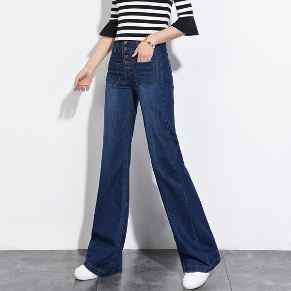 

korean women jeans plus size loose leisure broad-legged jeans girls trousers slim high straight trousers yx6322, Blue