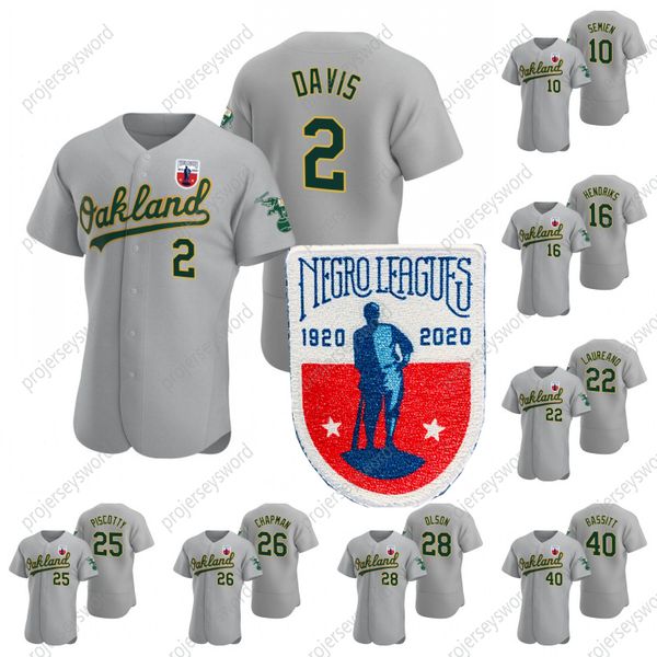 

1920-2020 negro leagues jersey khris davis marcus semien liam hendriks ramon laureano matt olson yusmeiro petit chris bassitt mike fiers, Blue;black
