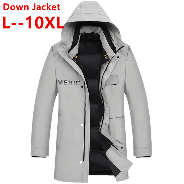 

10xl 8x winter warm white duck dow jacket men outwear thick snow parkas hooded coat male casual thermal windproof dow jacket men, Black