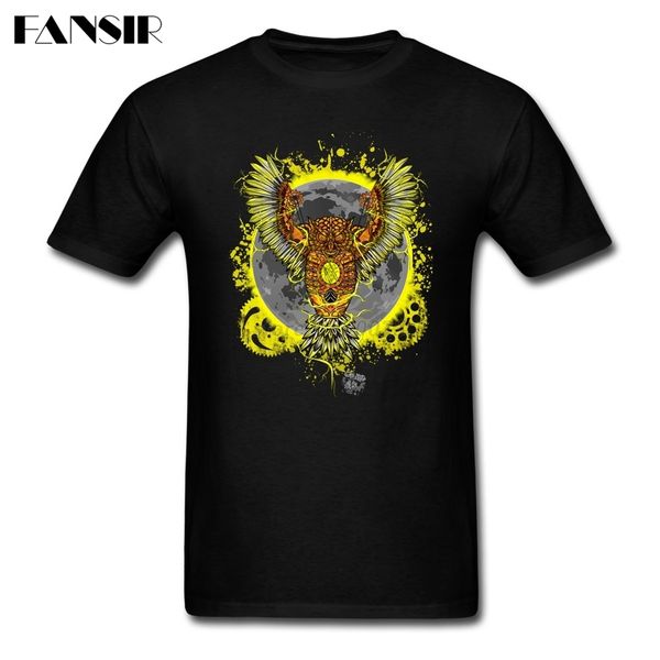 

fabulous tees shirt men male short sleeve cotton custom steampunk robot owl guys clothing men t-shirt