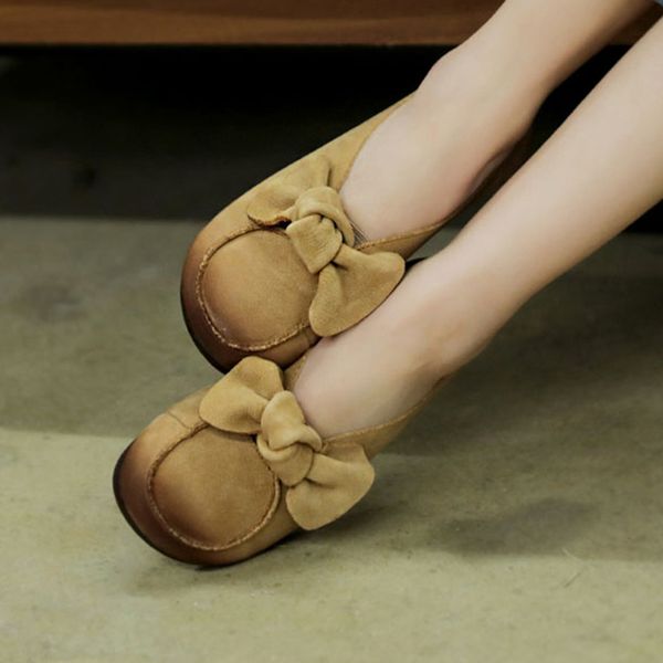 

tayunxing handmade shoes genuine leather women bow decoration soft flats low heel comfort soft leisure casual shallow 97-7/g97-7, Black