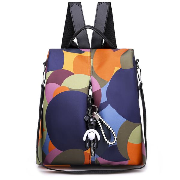 

leather luggage tag2020 anti-theft backpack new style student female oxford cloth bag shoulder cross-body color printing function bag purse