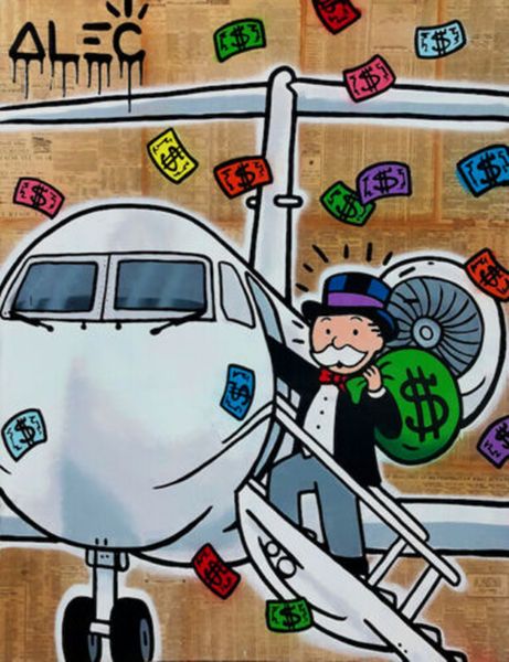 

alec monopoly graffiti art decor private airplane home decor handpainted &hd print oil painting on canvas wall art canvas pictures 200821