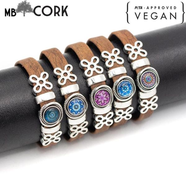 

natural cork rustic carbon color cord with ceramic beads handmade women bracelet br-419-mix-5, Black