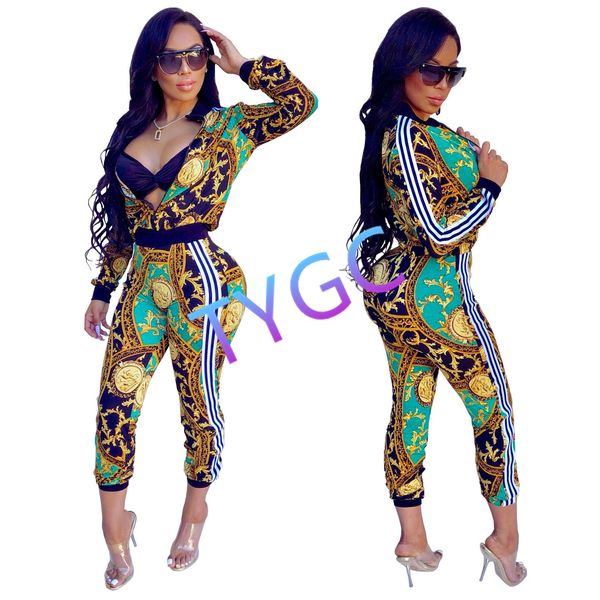 

twinset suit 2-piece set coordinates women's sport pint striped blouses and long trousers new autumn clothing, White