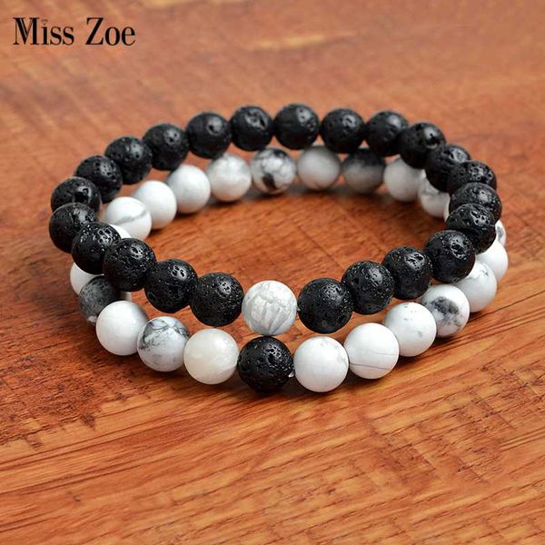 

2pcs/set natural stone beads tiger eye bracelets lava bangles bijoux pulseras rope chain pulseiras wristband women men jewelry, Red;blue