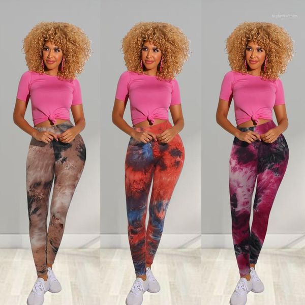 

sports style female clothing womens designer yoge pants slim fashion tie dye elastic waist skinny pants, Black;white