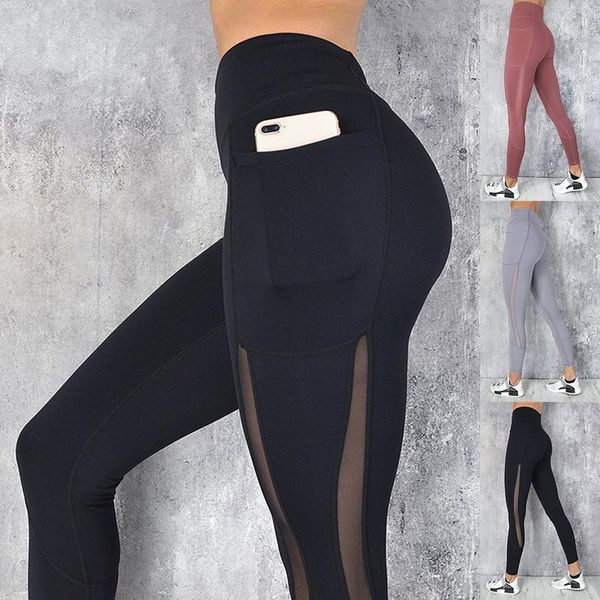 

europe and the united states popular yoga movement leggings and mobile phone pocket fitness running pants stretch tight comfortable gym wear, White;red