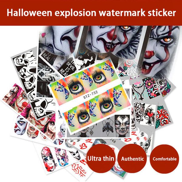 

nail art stickers water transfer adhesive decals halloween watermark nail art decoration manicure tattoo tips 25 sheets for 1 set, Black