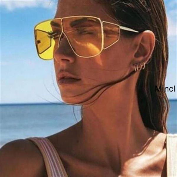 

oversized punk mirror sunglasses 2020 brand designer female mirror coating visor mask sun glasses one piece shades fml, White;black