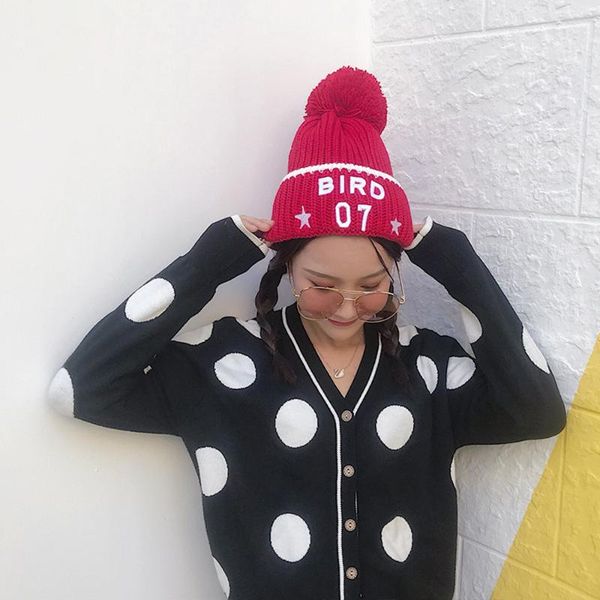 

all-match knitted hat ladies trendy autumn and winter ear protection warm cute pullover cap, Blue;gray