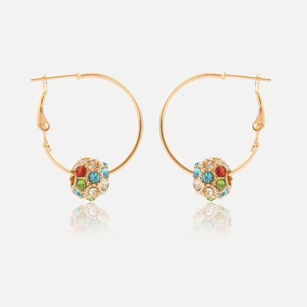 

simple gold metal rhinestone round circle hoop earring for women hanging fashion modern jewelry charm earrings, Golden;silver